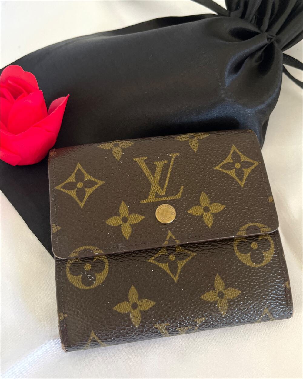 LOUIS VUITTON Elise Trifold Wallet Brown LV Monogram